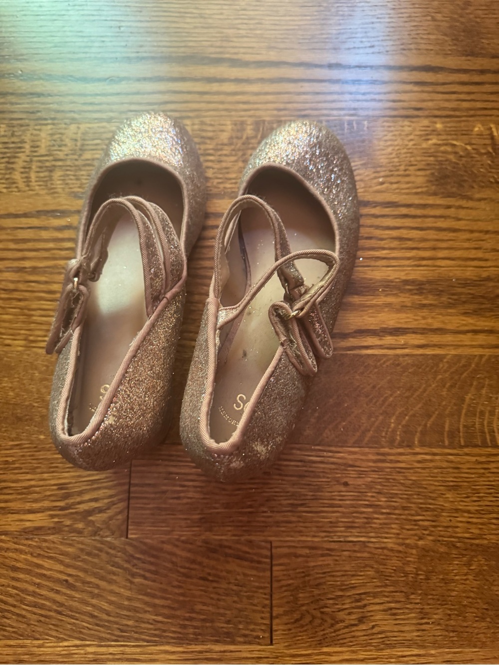 Kids Glitter Mary Jane Shoes in Rose Gold - SO